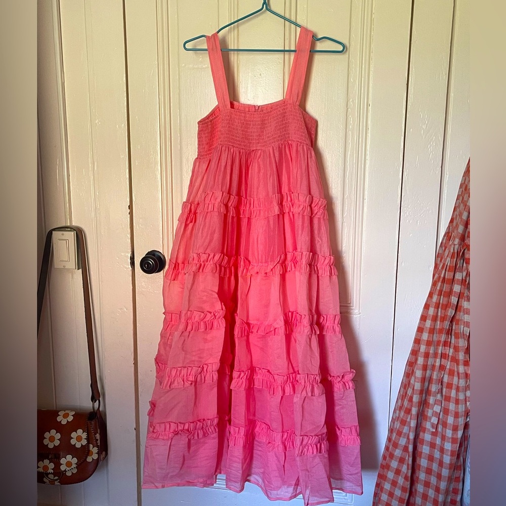 Sister Jane Pink frilly tiered dress. Size M
